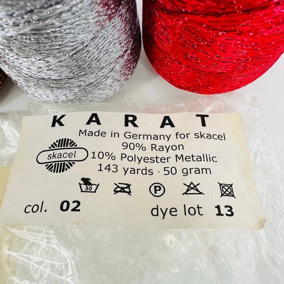 Karat Skacel Collection Sparkly Metallic Rayon Polyester DK Red Copper Silver - Picture 2 of 7